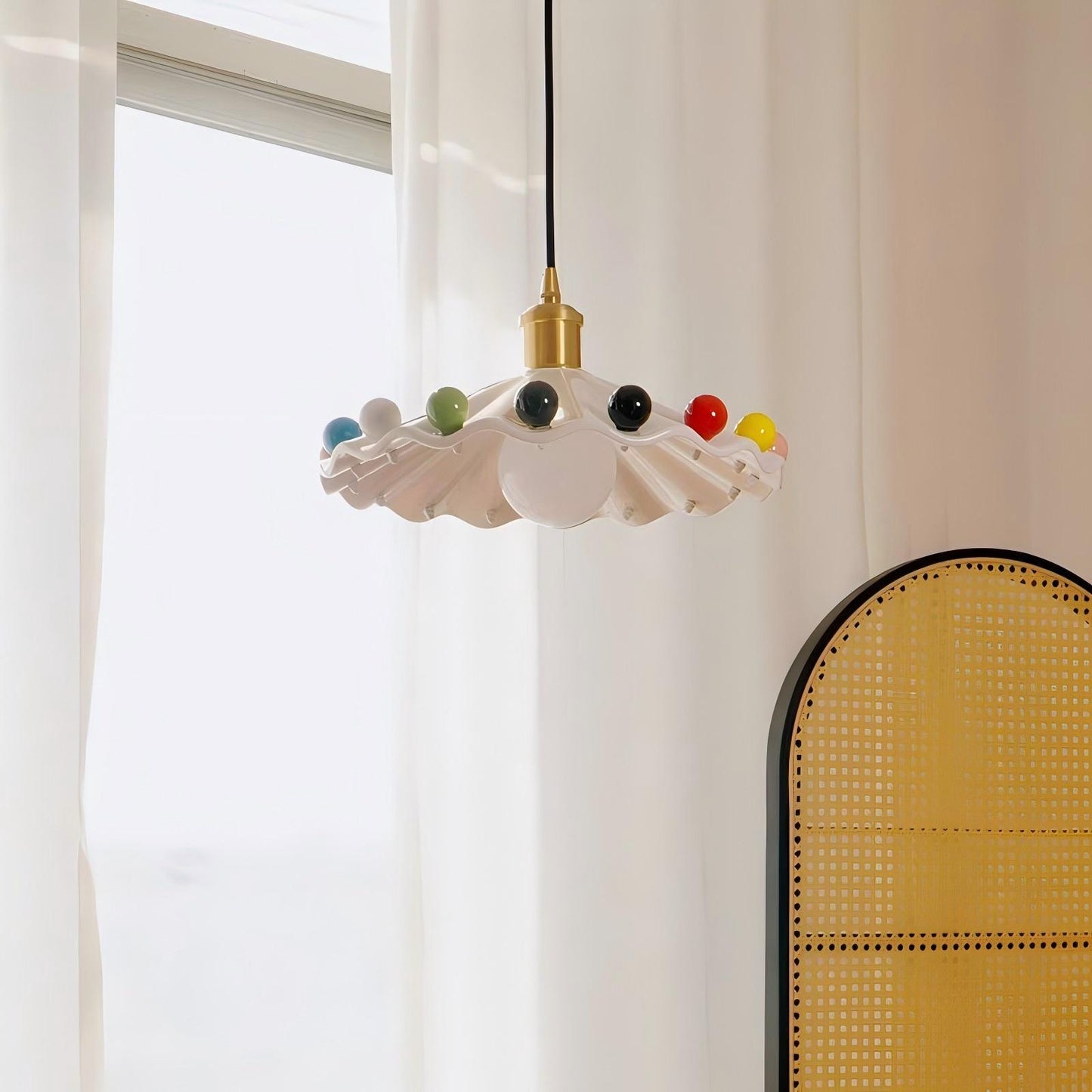 LED Bedside Chandelier Colored Pendant Lamp Ceramic Hanging Lamp for Bedroom Dining Room Bar Kitchen