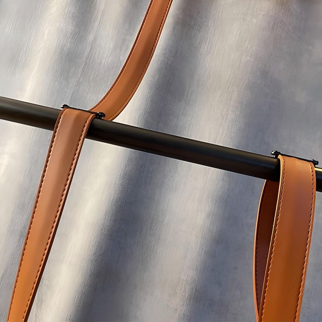 Leather Belt Pendant Lamp Vintage Metal Shade Diy Shape Minimalist Line Chandelier for Hotel Living Room