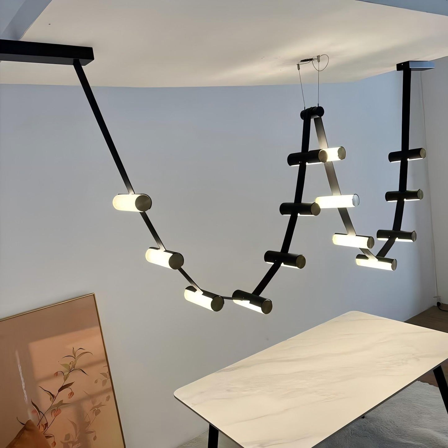 Leather Chandeliers
Pendant Lights Personalidade Restaurant Bar Office Line Lamps LED Chandeliers