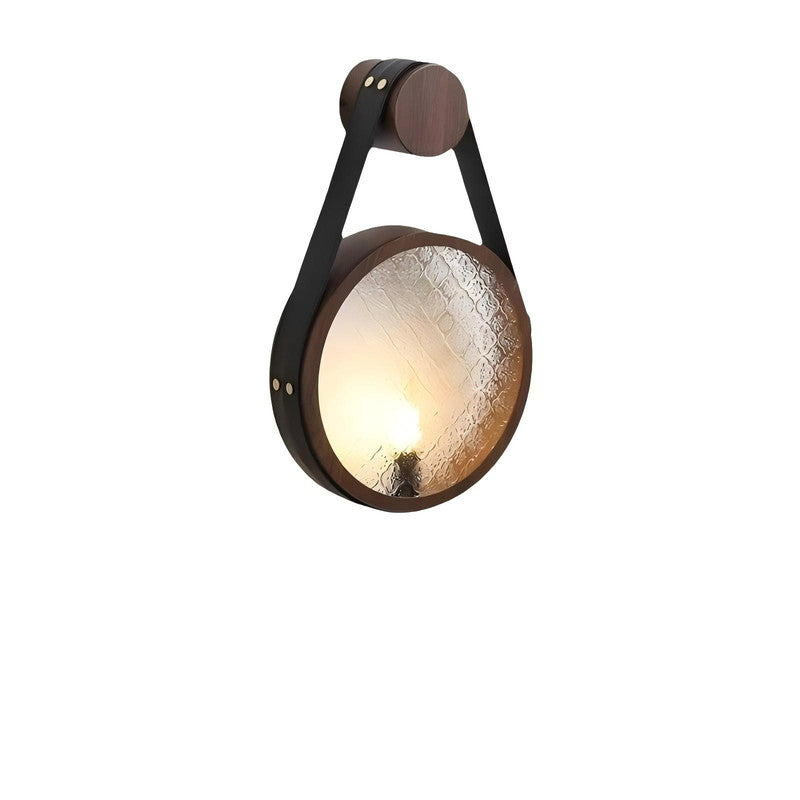 Small Wall Lamp Walnut Color LED Light in Bedroom Bedside Living Room Corridor Decorative Glass Wall Lights