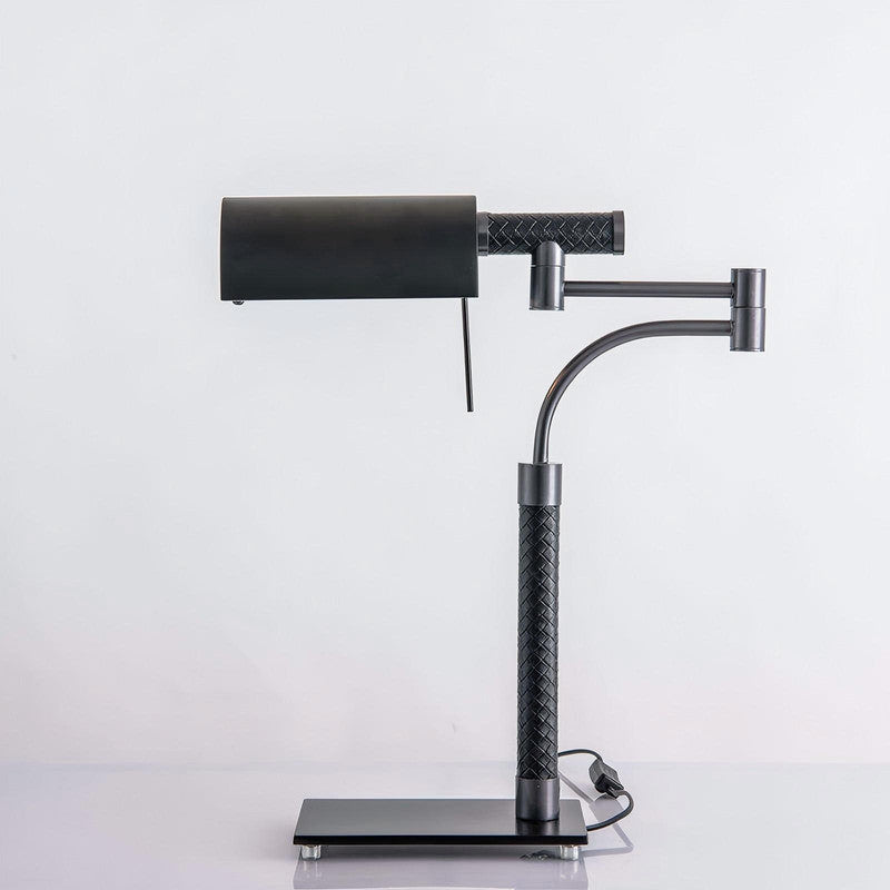 Simple Black Metal Standing Table Lamps Leather Acrylic LED Office Study Room Decorative Reading Desk Table Light