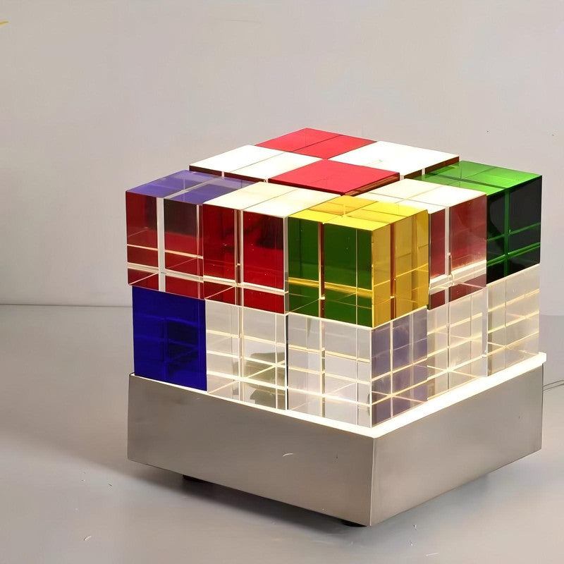Colorful Three-Dimensional Rubik's Cube Decorative Table Lamp, Creative Decoration for Living Room