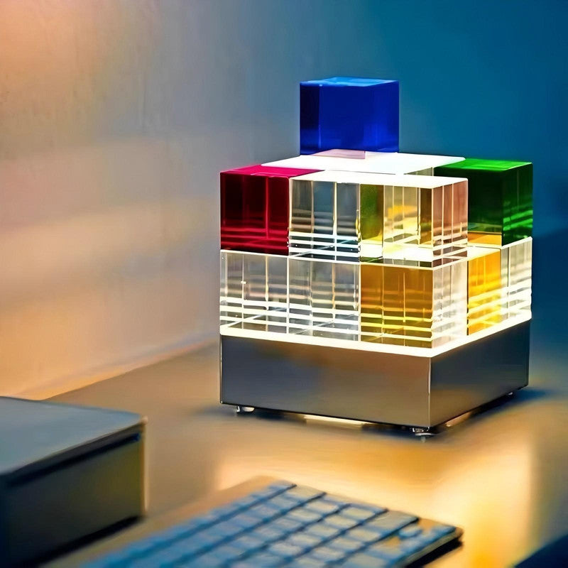 Colorful Three-Dimensional Rubik's Cube Decorative Table Lamp, Creative Decoration for Living Room