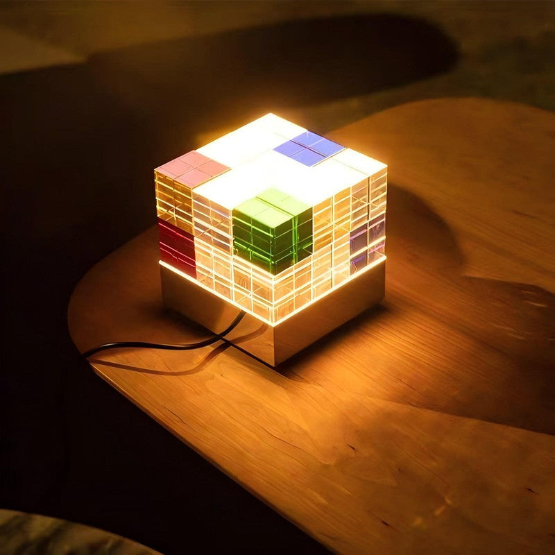 Colorful Three-Dimensional Rubik's Cube Decorative Table Lamp, Creative Decoration for Living Room