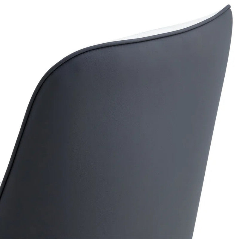 Modern Dining Chair With Dual Tone Pu Leather Backrest And Metal Legs