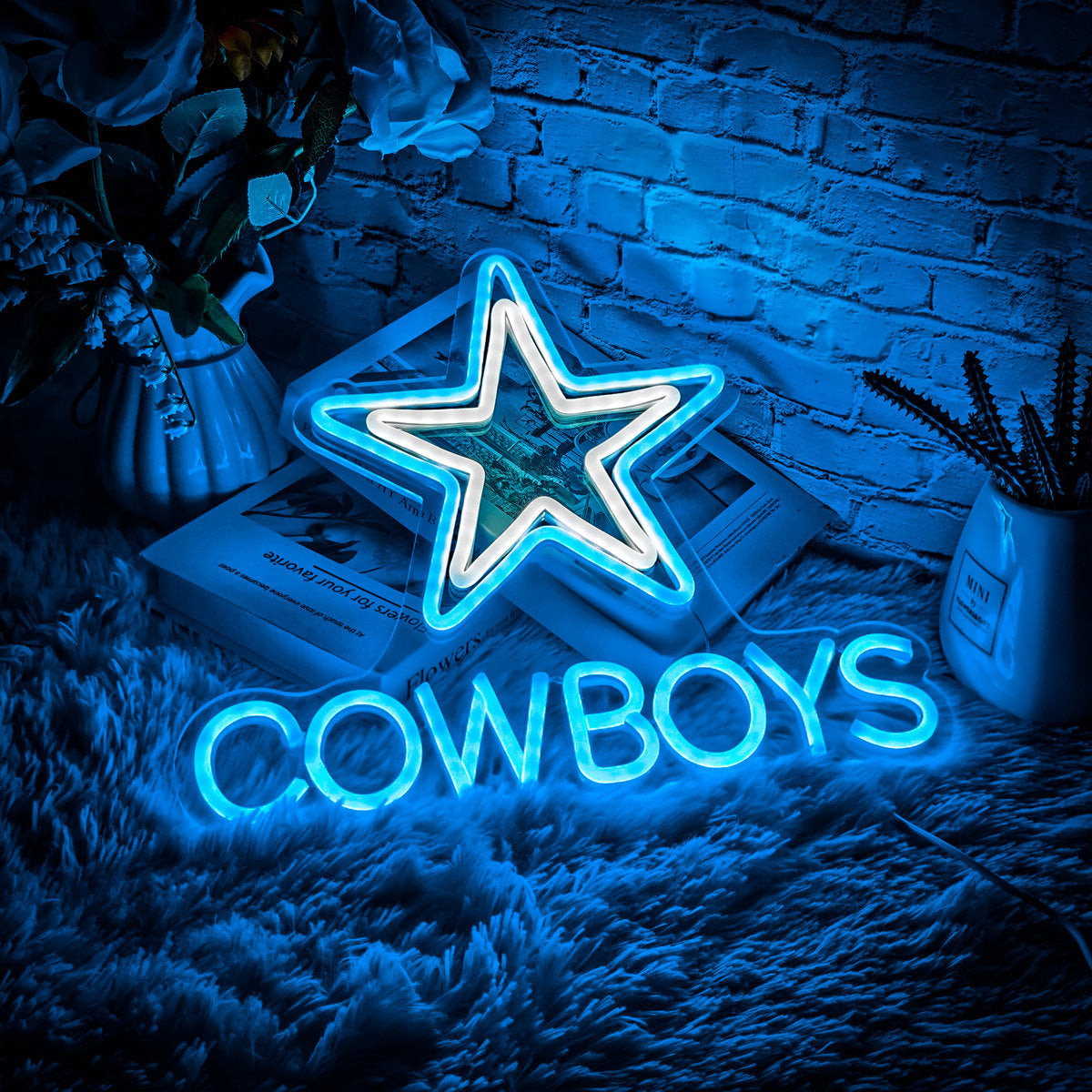 Decor Dimmable Cowboys Pentagram Neon Light 13.7 X 12.5 In