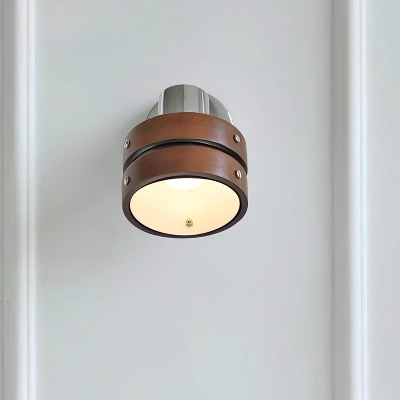 Vintage Wooden Metal Wall Lamp Rotatable Bedroom Bedside LED Wall Lights for Home indoor Decoration