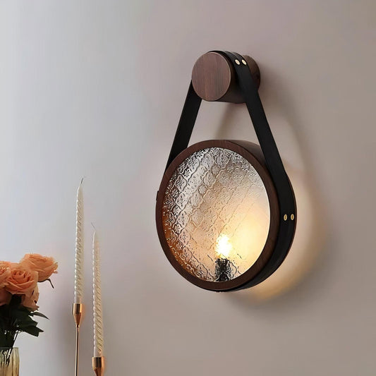 Small Wall Lamp Walnut Color LED Light in Bedroom Bedside Living Room Corridor Decorative Glass Wall Lights