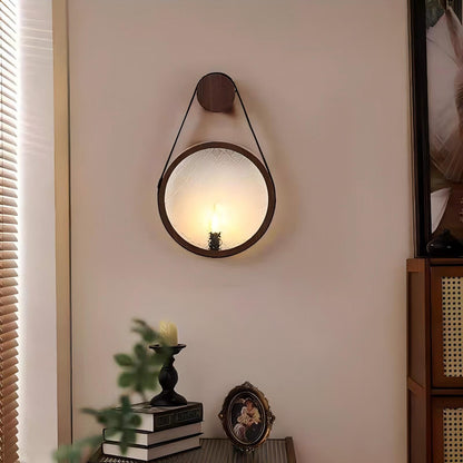 Small Wall Lamp Walnut Color LED Light in Bedroom Bedside Living Room Corridor Decorative Glass Wall Lights