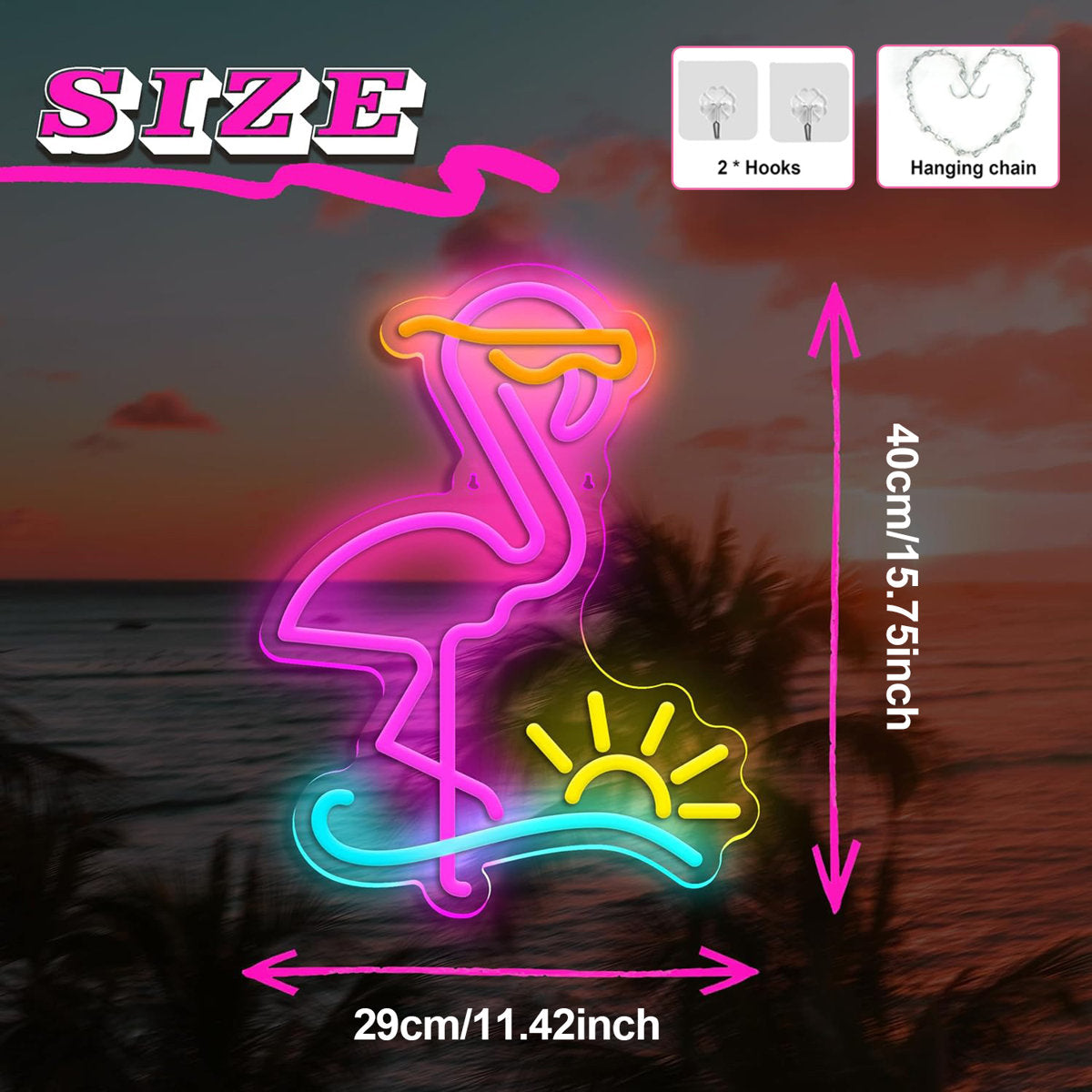 15.75'' Flamingo Neon Sign Dimmable LED Neon Sign Light