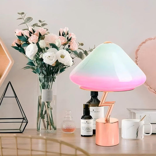 Simple Modern Creative Z-Shaped Colorful White Glass Bedroom Bedside Mushroom indoor LED Table Lamp