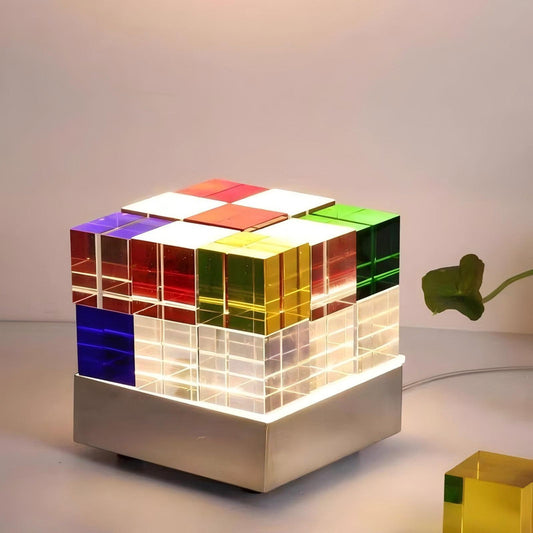 Colorful Three-Dimensional Rubik's Cube Decorative Table Lamp, Creative Decoration for Living Room