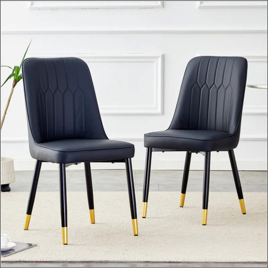 Black Dining Chairs And Living Room Chairs. PU Material And Metal Legs, Suitable For Kitchen