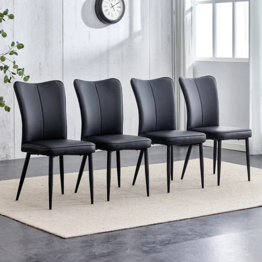 Upholstered Metal Wing Back Parsons Chair in Black (Set of 4)