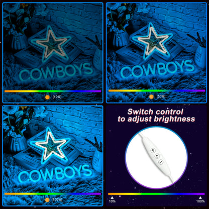 Decor Dimmable Cowboys Pentagram Neon Light 13.7 X 12.5 In