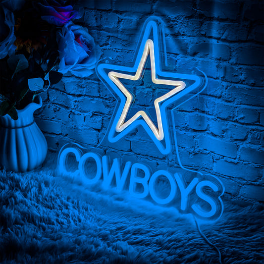 Decor Dimmable Cowboys Pentagram Neon Light 13.7 X 12.5 In